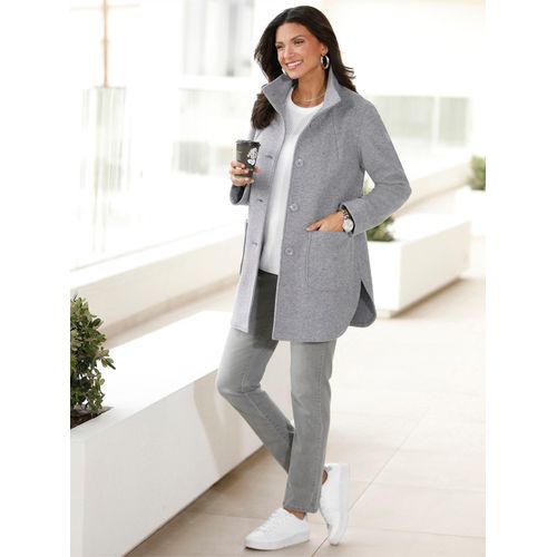 Langjacke CLASSIC BASICS, Damen, Gr. 42, grau (steingrau, meliert), 100% Polyester, meliert, Langarm, Jacken