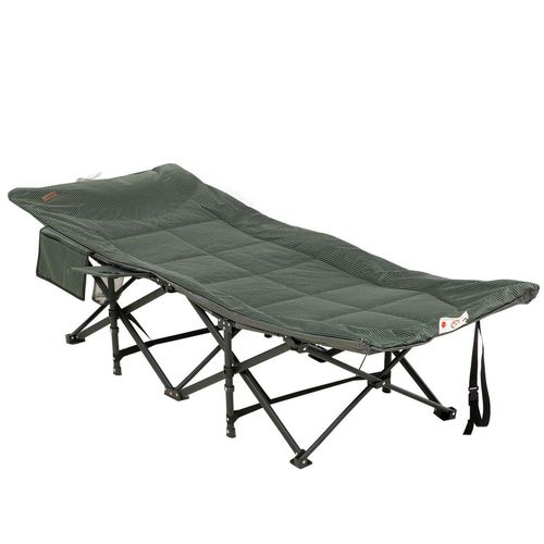 Feldbett Campingbett mit Tasche, Becherhalter, Campingliege, Grau