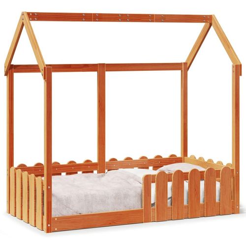 Kinderbett Hausbett Kiefer | Farbe: Wachsbraun | Größe: 70 x 140 cm