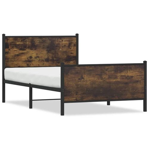 Metallbett Ohne Matratze Räuchereiche | Größe: 100 x 200 cm | Modell: mit Kopfteil & Fußteil