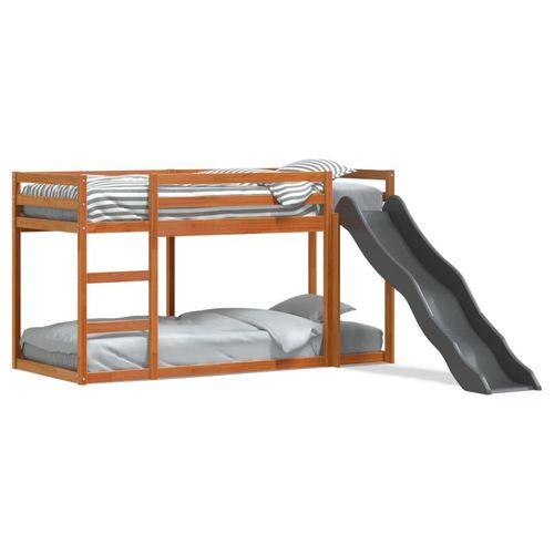Etagenbett Mit Rutsche & Leiter 90X190Cm Kiefernholz | Farbe: Wachsbraun | Größe: 75 x 190 cm