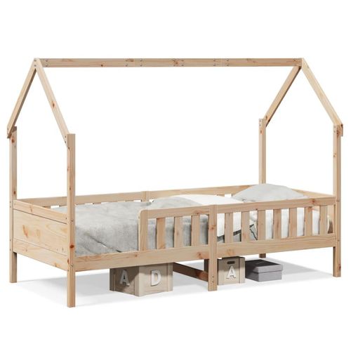 Kinderbett Hausbett Massivholz Kiefer | Farbe: Braun | Größe: 90 x 190 cm