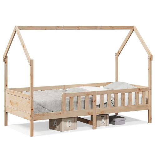 Kinderbett Hausbett Massivholz Kiefer | Farbe: Braun | Größe: 90 x 200 cm