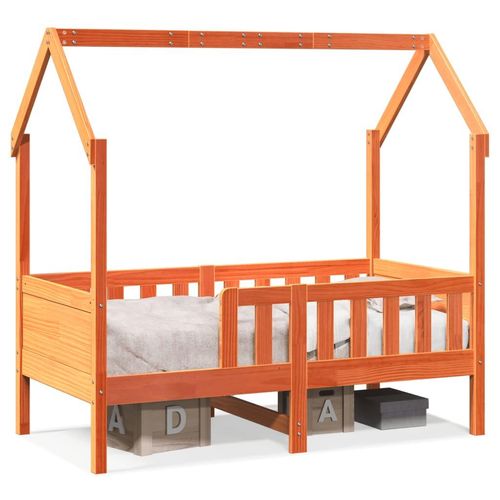Kinderbett Hausbett Massivholz Kiefer | Farbe: Wachsbraun | Größe: 80 x 160 cm