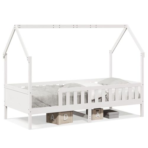 Kinderbett Hausbett Massivholz Kiefer | Farbe: Weiß | Größe: 90 x 190 cm