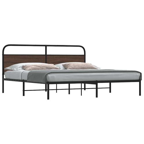 Metallbett Ohne Matratze Braun Eichen-Optik Braune Eiche | Größe: 200 x 200 cm | Modell: mit Kopfteil