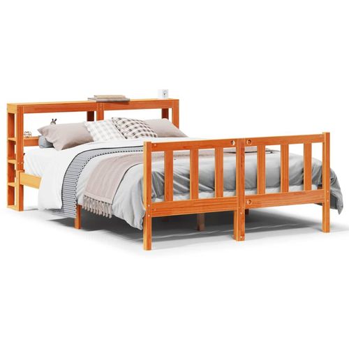 Bettgestell Mit Kopfteil Ohne Matratze Wachs | Farbe: Braun | Größe: 135 x 190 cm