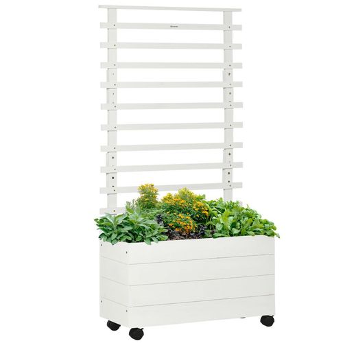 Pflanzkasten mit Rankgitter Rädern Blumenkasten mit Spalier Holz