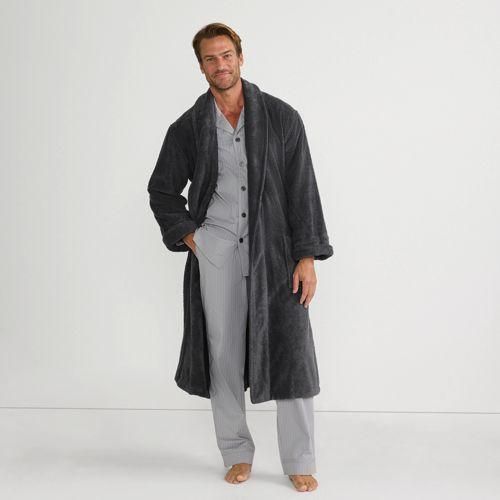 Bademantel aus türkischem Frottee, Herren,  Grau, Baumwolle, by Lands' End