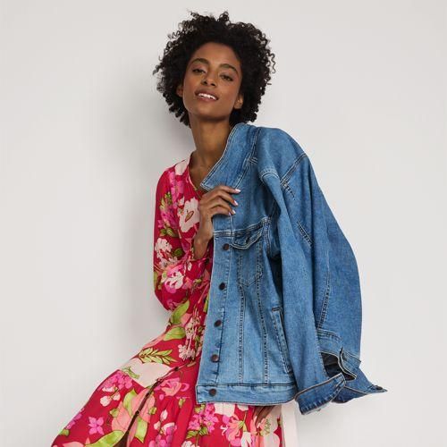 Midikleid aus Viskose, Damen,  Pink, Viskose, by Lands' End