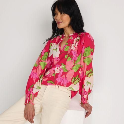 Bluse mit Tunika-Ausschnitt, Damen,  Pink, Viskose, by Lands' End