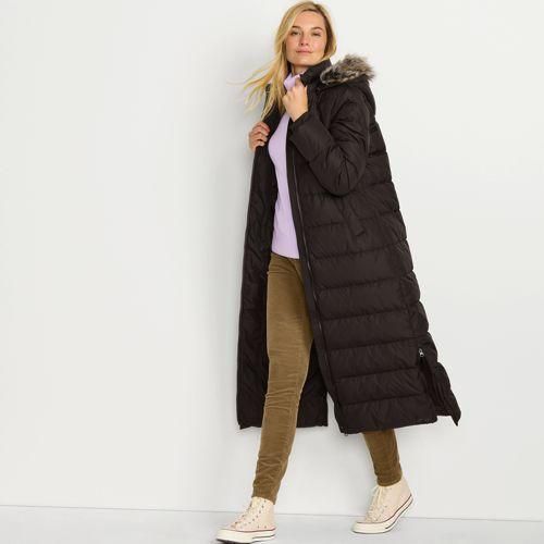 Maxi-Daunenmantel mit Kapuze, Damen,  Braun, Polyester, by Lands' End