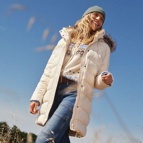 Daunenmantel mit Kapuze, Damen,  Weiß, Polyester, by Lands' End