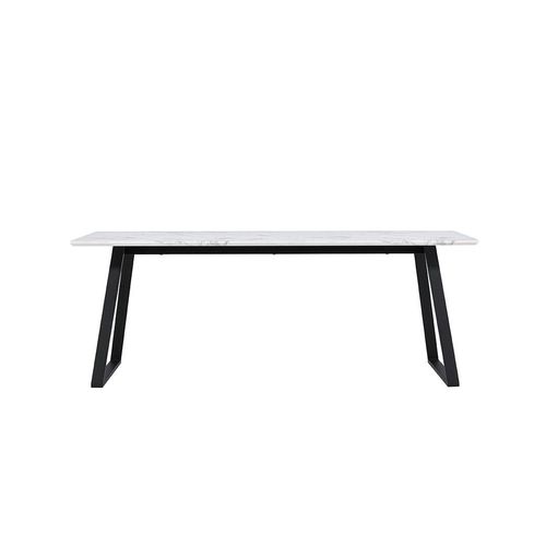 Malaga Esstisch Marmor Nachbildung 90x200cm weiß,schwarz.