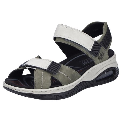 Trekkingsandale RIEKER, Damen, Gr. 38, grün (khaki, grau), Lederimitat, casual, Schuhe, Outdoorsandale, Sommerschuh, Klettschuh mit Rieker Air-Funktion
