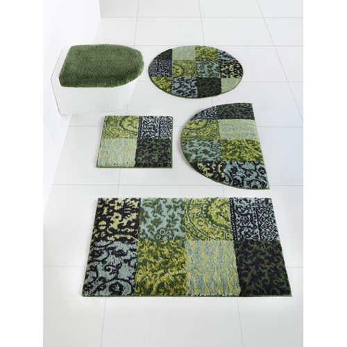 Badematte GRUND Gr. 8, grün, WC-Vorleger rechteckig ohne Ausschnitt (45cm x 50cm) WC-Deckelbezug (47cm x 50cm),, Badematten