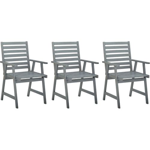Garten-Essstühle 3 Stk. Grau Massivholz Akazie