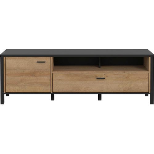 Lowboard FORTE "High Rock", schwarz, B:151,3cm H:49,9cm T:40,2cm, Sideboards, Lowboard, TV-Schrank, TV-Board, Breite ca. 151 cm
