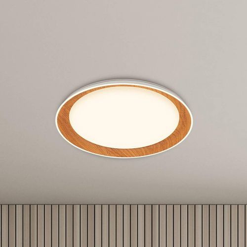 LED-Deckenleuchte Ijus, weiß/holzfarben, Ø 43 cm, Kunststoff
