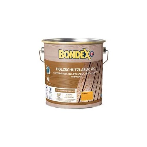Bondex Holzschutzlasur 3in1 außen, 4L für 64 m2, Seidenmatt, UV- & Feuchtigkeitsschutz, Eiche Hell