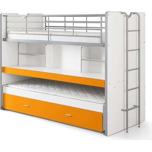 Hochbett Kalinda 222x102x161 Holzwerkstoff+Metall Weiß/Orange