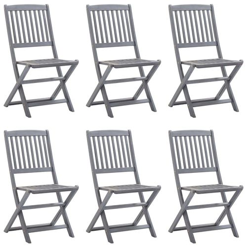 Ankonbej Klappbare Gartenstühle 6 Stk. mit Sitzkissen Massivholz Akazie