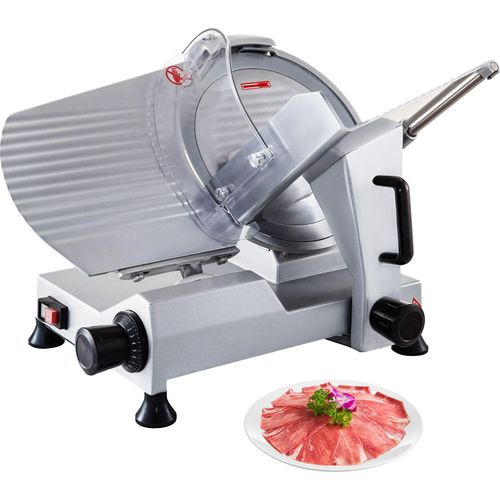 SucceBuy kommerzieller Fleischschneider, 320 W elektrischer Feinkostschneider mit 12-Zoll-Klinge Kohlenstoffstahl, 350–400 U/min, einstellbare Dicke 0–0,6 Zoll für Fleisch, Käse, Gemüse und Schinken