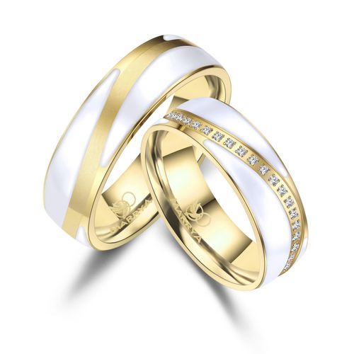 Partnerring MARRYA Gr. 70, herren ring, god, weiß, Fingerringe, Damen, 70, Edelstahl