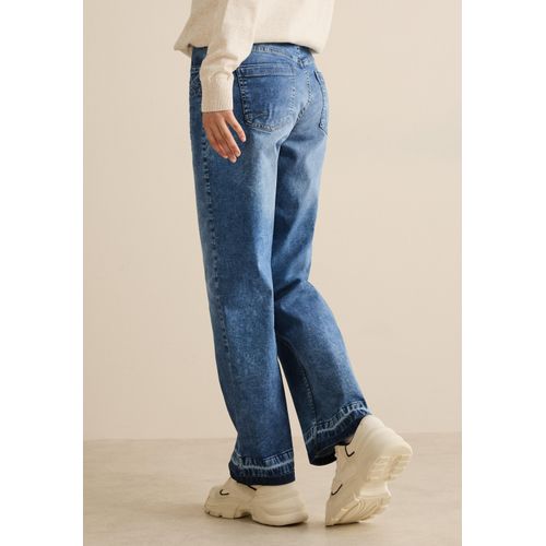 Loose-fit-Jeans CECIL, Damen, Gr. 34, Länge 30, blau (mid blau used wash), Jeans, 78% Baumwolle, 20% Polyester, 2% Elasthan, unifarben, casual, lang, Jeans, High Waist