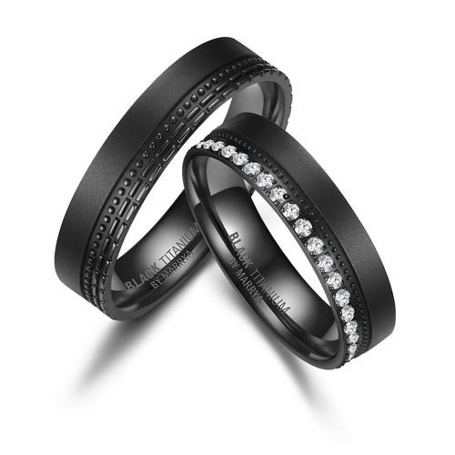 Partnerring MARRYA Gr. 52, schwarz (damen ring, schwarz), Fingerringe, Damen, 52, Titan
