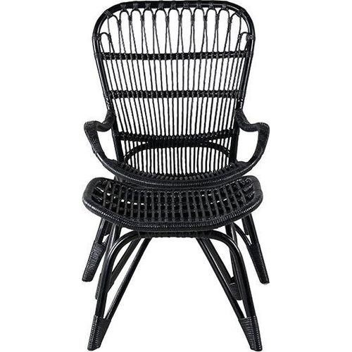 Ella Loungesessel mit Fußhocker schwarz.