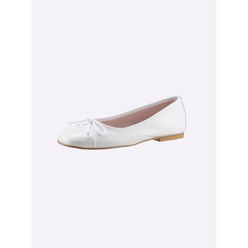 Ballerina HEINE, Damen, Gr. 38, weiß, Leder, Glattleder, Synthetik, modisch, Schuhe