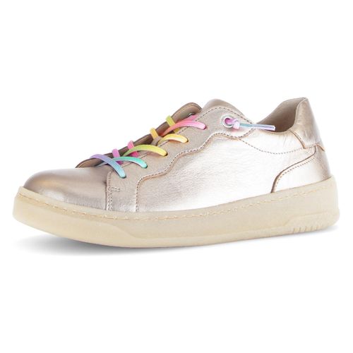Slip-On Sneaker GABOR, Damen, Gr. 40, gold (goldfarben), Nappaleder, metallic, casual, Schuhe, Freizeitschuh, Halbschuh, Slipper mit bunten Gummizügen