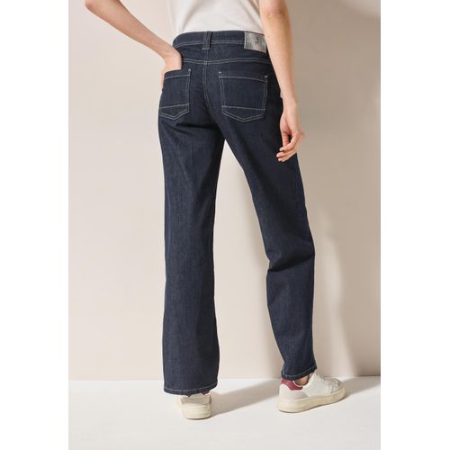 Loose-fit-Jeans STREET ONE, Damen, Gr. 34, Länge 30, blau (rinsed wash), Web, Jeans, 83% Baumwolle, 15% Polyester, 2% Elasthan, unifarben, casual, lang, Jeans, im Loose Fit