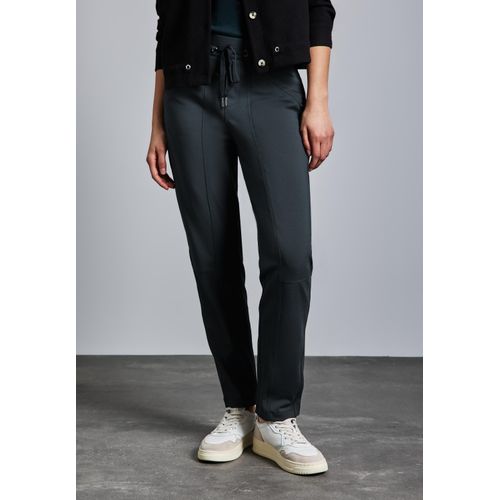 Stoffhose STREET ONE, Damen, Gr. 44, Länge 30, grün (cool vintage grün), Stoff, 82% Polyester, 18% Elasthan, unifarben, casual, loose fit lang, Hosen, im elastischen Materialmix