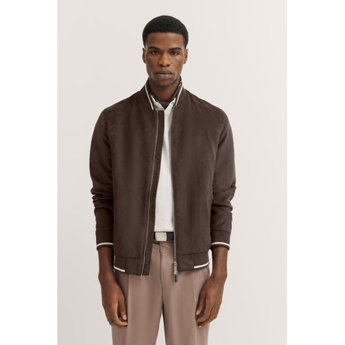 Blouson BUGATTI, Herren, Gr. 50, 90, braun, 100% Polyester, unifarben, casual, regular fit, Langarm Rippbündchen, Jacken, aus wasserabweisendem Velourleder