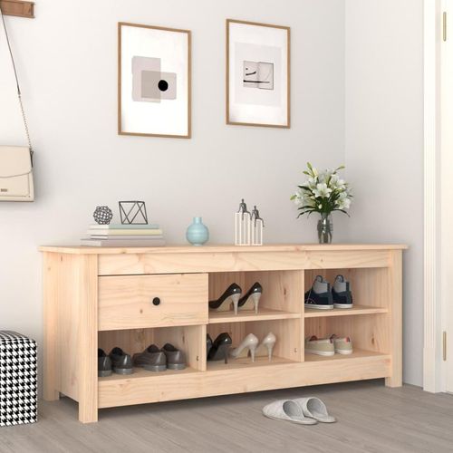 Schuhschrank 110X38X45,5 Cm Massivholz Kiefer | Farbe: Natur