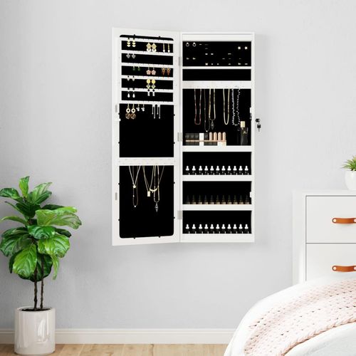 Spiegel-Schmuckschrank Mit Led-Beleuchtung Wandmontage | Farbe: Weiß