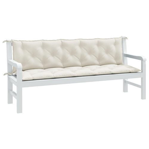 Gartenbank-Auflagen 2 Stk. Melange Hellgrau Stoff | Farbe: Melange-Creme | Größe: 180 x 50 x 7 cm