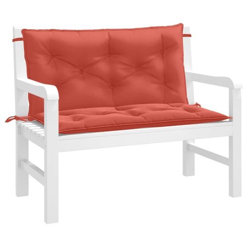 Gartenbank-Auflagen 2 Stk. Melange Hellgrau Stoff | Farbe: Melange-Rot | Größe: 100 x 50 x 7 cm