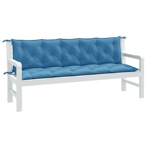 Gartenbank-Auflagen 2 Stk. Melange Hellgrau Stoff | Farbe: Melange-Blau | Größe: 180 x 50 x 7 cm