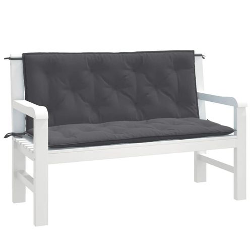 Gartenbank-Auflagen 2 Stk. Melange Hellgrau Stoff | Farbe: Melange-Anthrazit | Größe: 120 x 50 x 7 cm