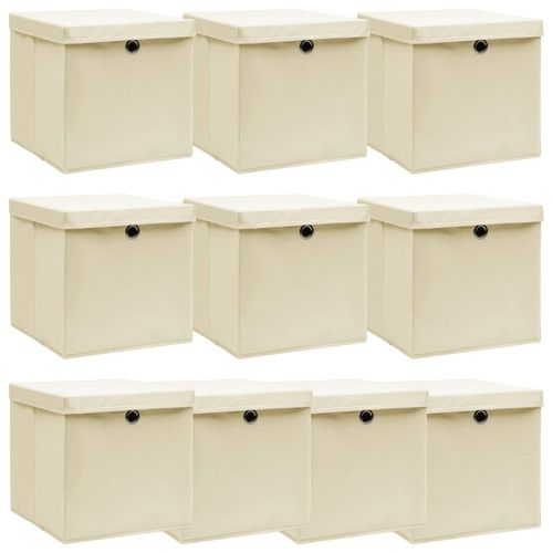 Aufbewahrungsboxen Mit Deckeln 4 Stk. Schwarz 32X32X32 Cm Stoff | Anzahl im Paket: 10 | Farbe: Creme mit Deckel