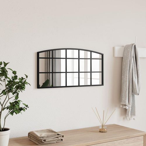 Wandspiegel Schwarz Gewölbt Eisen | Größe: 60 x 30 cm