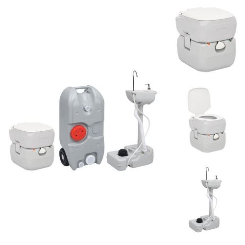 vidaXL Tragbare Campingtoilette mit Waschbecken und Wasserbehälter - Camping & Wandern