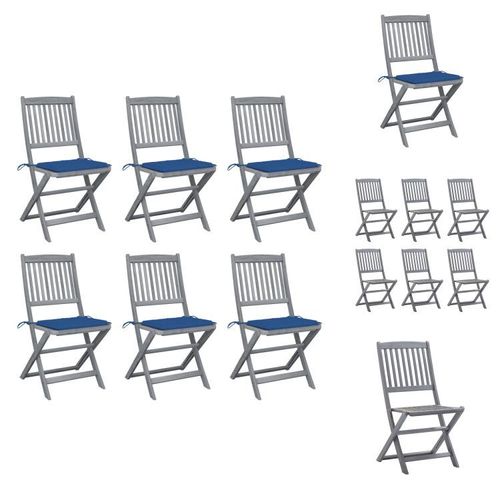 vidaXL Klappbare Gartenstühle 6 Stk. mit Sitzkissen Massivholz Akazie - Gartenstühle