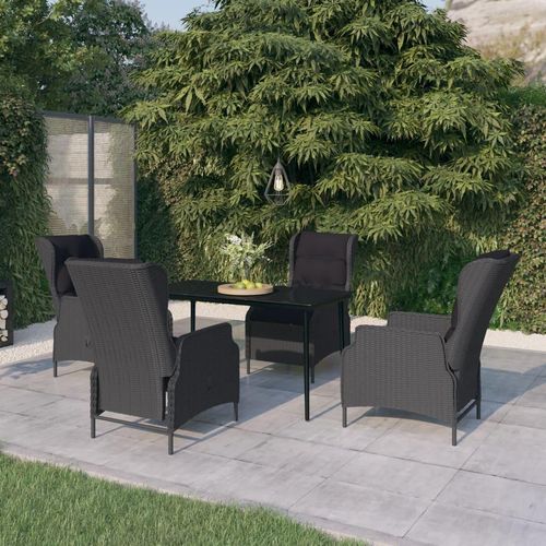 Möbel 5-tlg. Garten-Essgruppe Dunkelgrau - Balkonmöbel 3099657