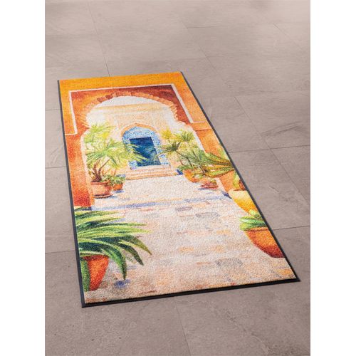 Fußmatte Gr. 4, orange (terra, gemustert), B:70cm H:7mm L:190cm, Polyamid, Kunstfaser, Teppiche