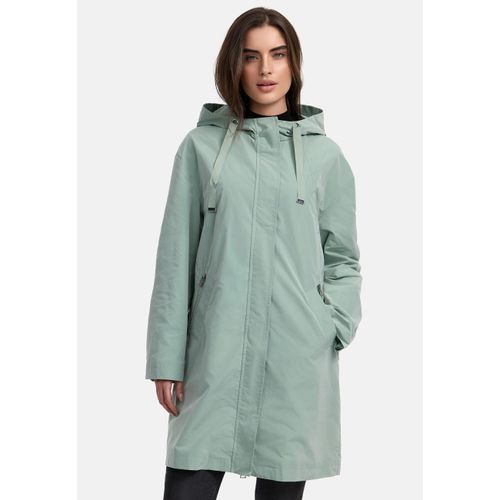 Kurzmantel MANISA, Damen, Gr. 50, grün (mint), Obermaterial: 100% Polyester. Futter: 100% Polyester, unifarben, casual, oversize knieumspielend, ohne Ausschnitt, Langarm 2-Knopf-Manschette, Mäntel, mit Kapuze