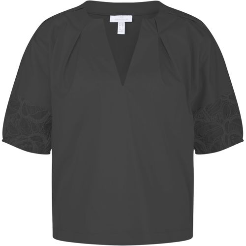 Schlupfbluse SPORTALM KITZBÜHEL, Damen, Gr. 44, schwarz, Web, Obermaterial: 97% Baumwolle, 3% Elasthan, unifarben, modisch, bequem, V-Ausschnitt, Kurzarm angeschnitten Spitze, Blusen, mit Spitze